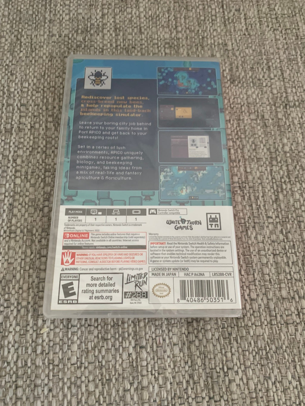APICO Switch Nintendo Limited Run #288 LRG ESRB New Sealed