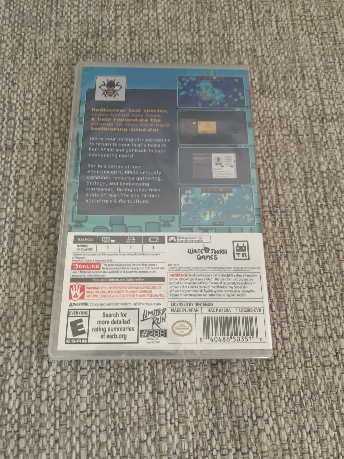 APICO Switch Nintendo Limited Run #288 LRG ESRB New Sealed