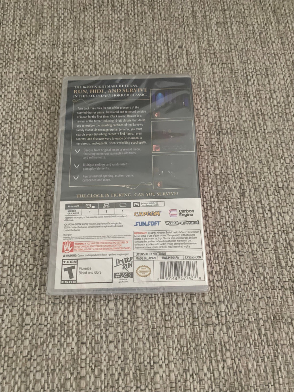 Limited Run #243 Clock Tower Rewind Convention Exclusive Nintendo Switch New