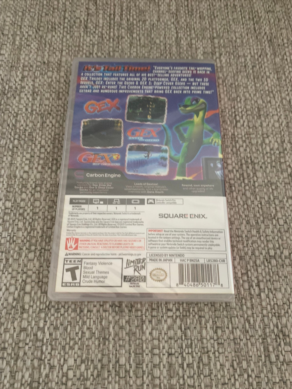 Gex Trilogy Nintendo Switch Limited Run #280 Brand New Sealed
