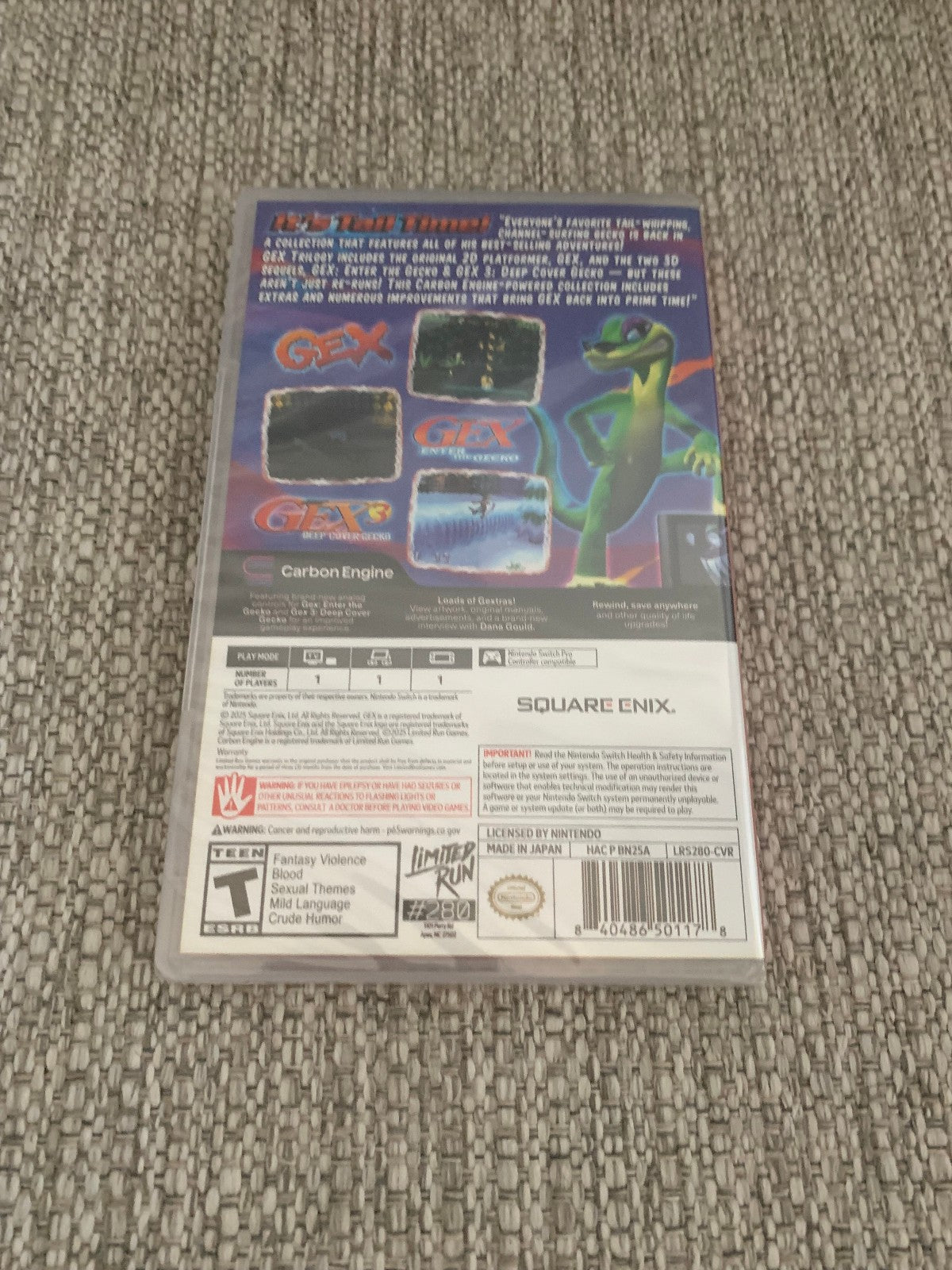 Gex Trilogy Nintendo Switch Limited Run #280 Brand New Sealed