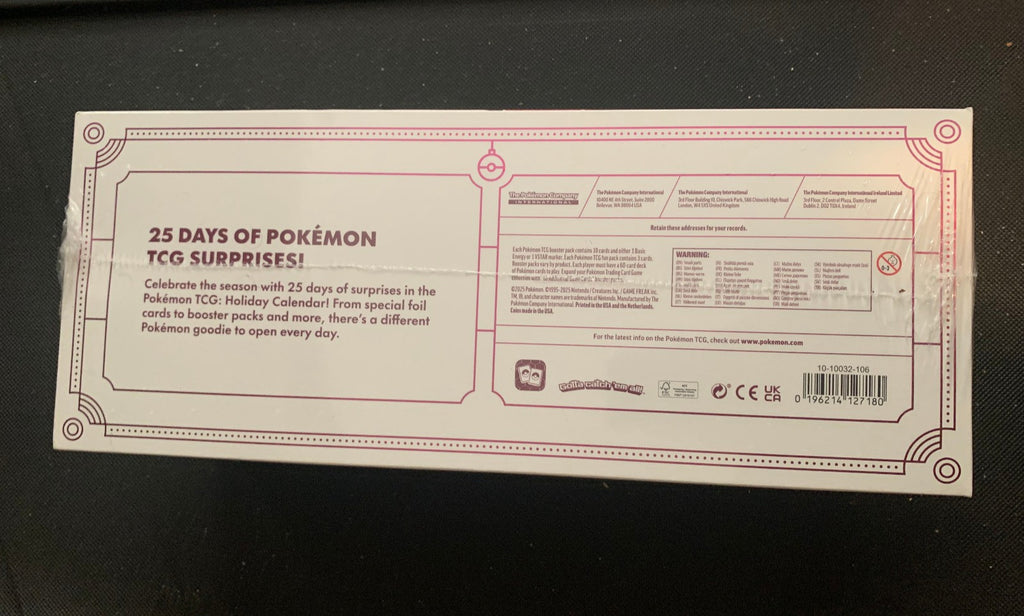 2025 Pokemon TCG Holiday Calendar w/ 6 TCG booster packs New Factory Sealed
