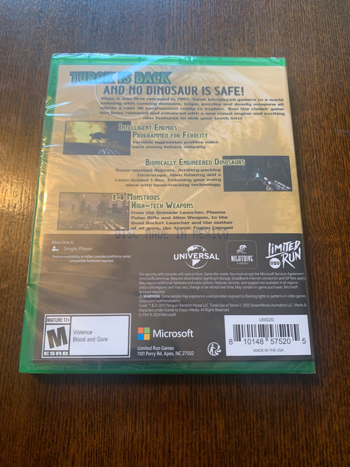 Limited Run Games #20 Turok Xbox One Universal Brand New Factory Sealed