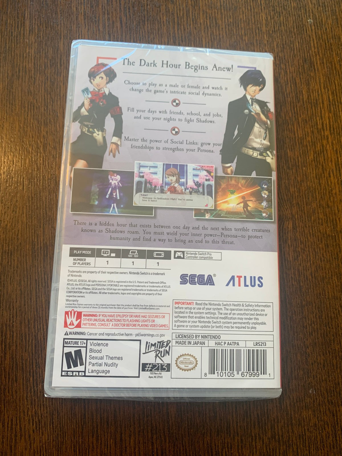 Limited Run #213: Persona 3 Portable Nintendo Switch Brand New Sealed