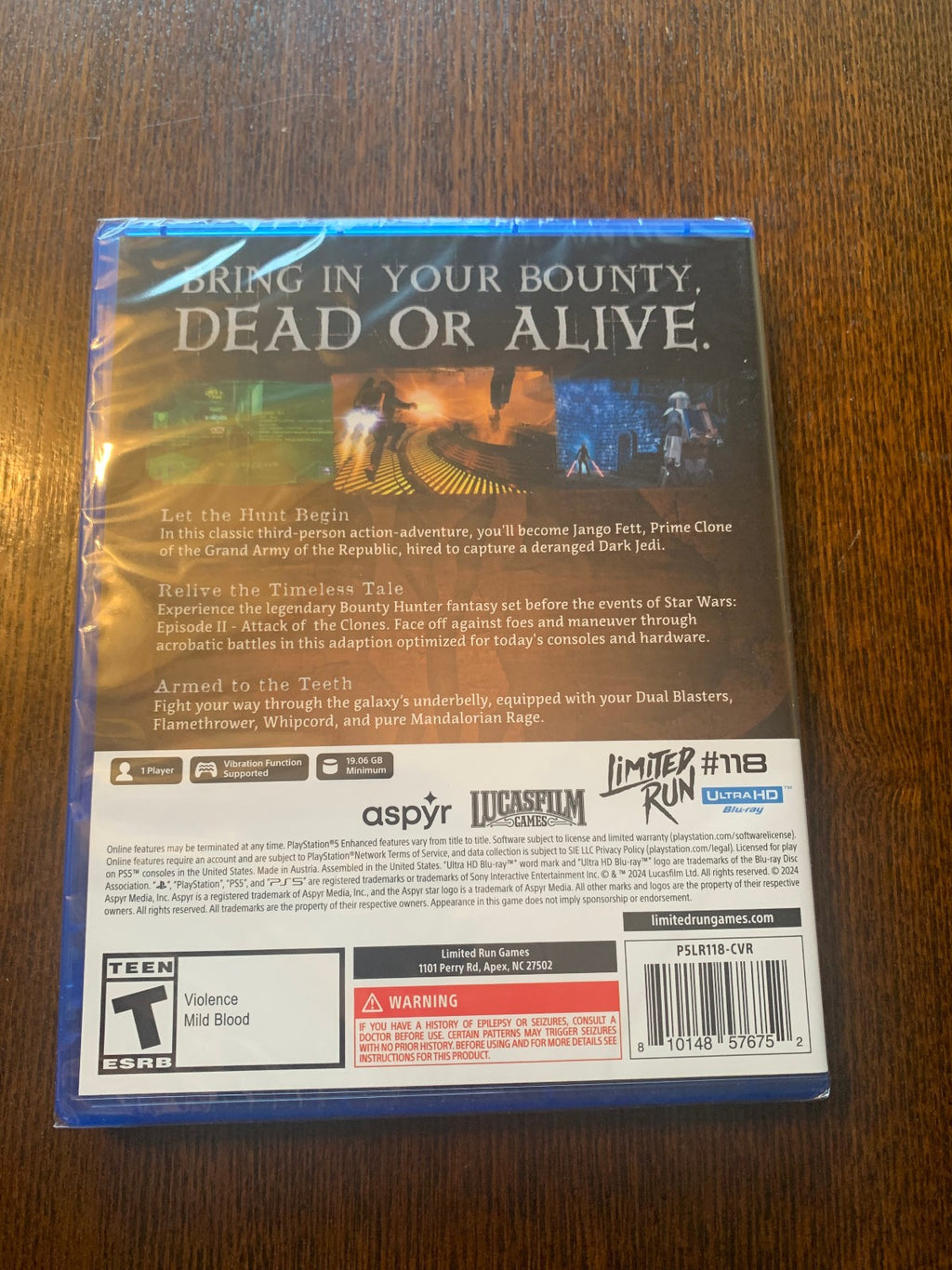 Limited Run #118 STAR WARS Bounty Hunter Sony PS5 Playstation 5 New Sealed