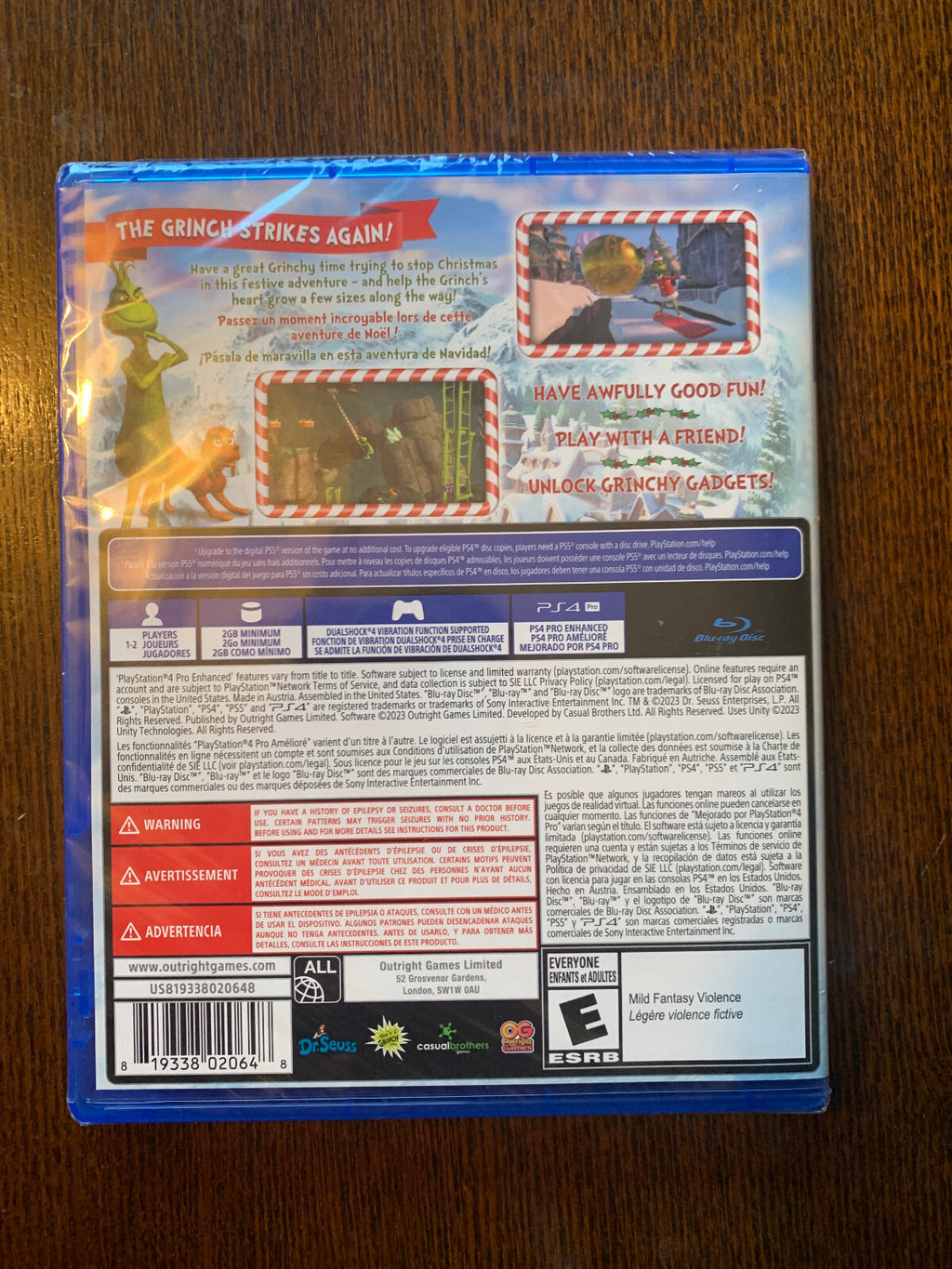 Grinch Christmas Adventure with Post Cards PS4 w/ PS5 Upgrade PlayStation 4 NEW