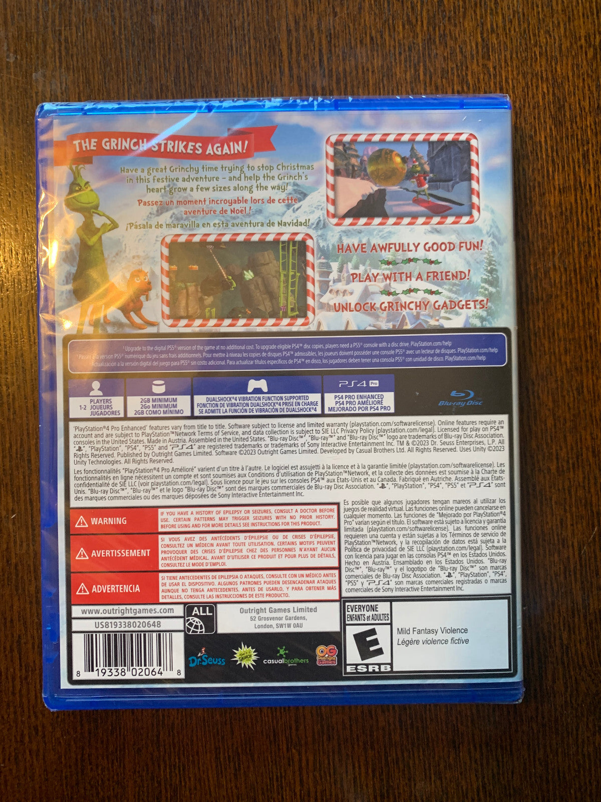 Grinch Christmas Adventure with Post Cards PS4 w/ PS5 Upgrade PlayStation 4 NEW