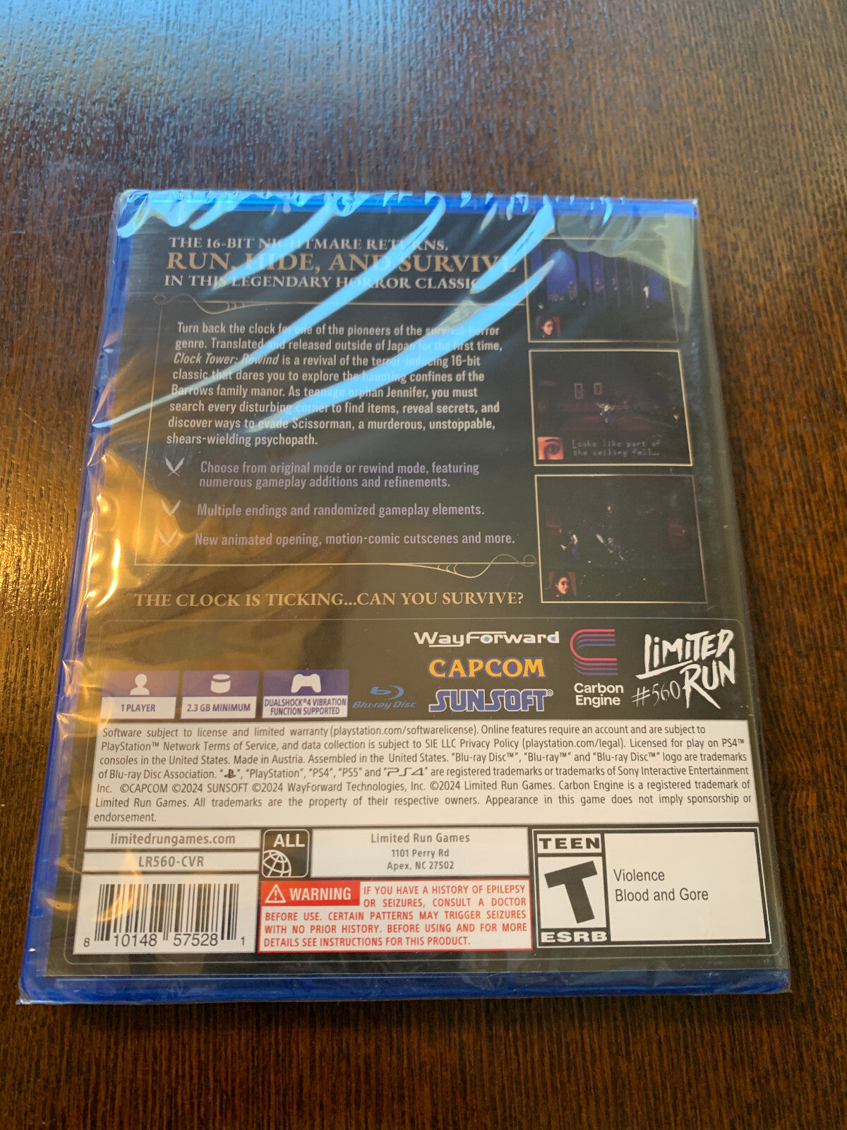 Clock Tower Rewind PS4 Limited Run #560 Playstation 4 Brand New Factory Sealed