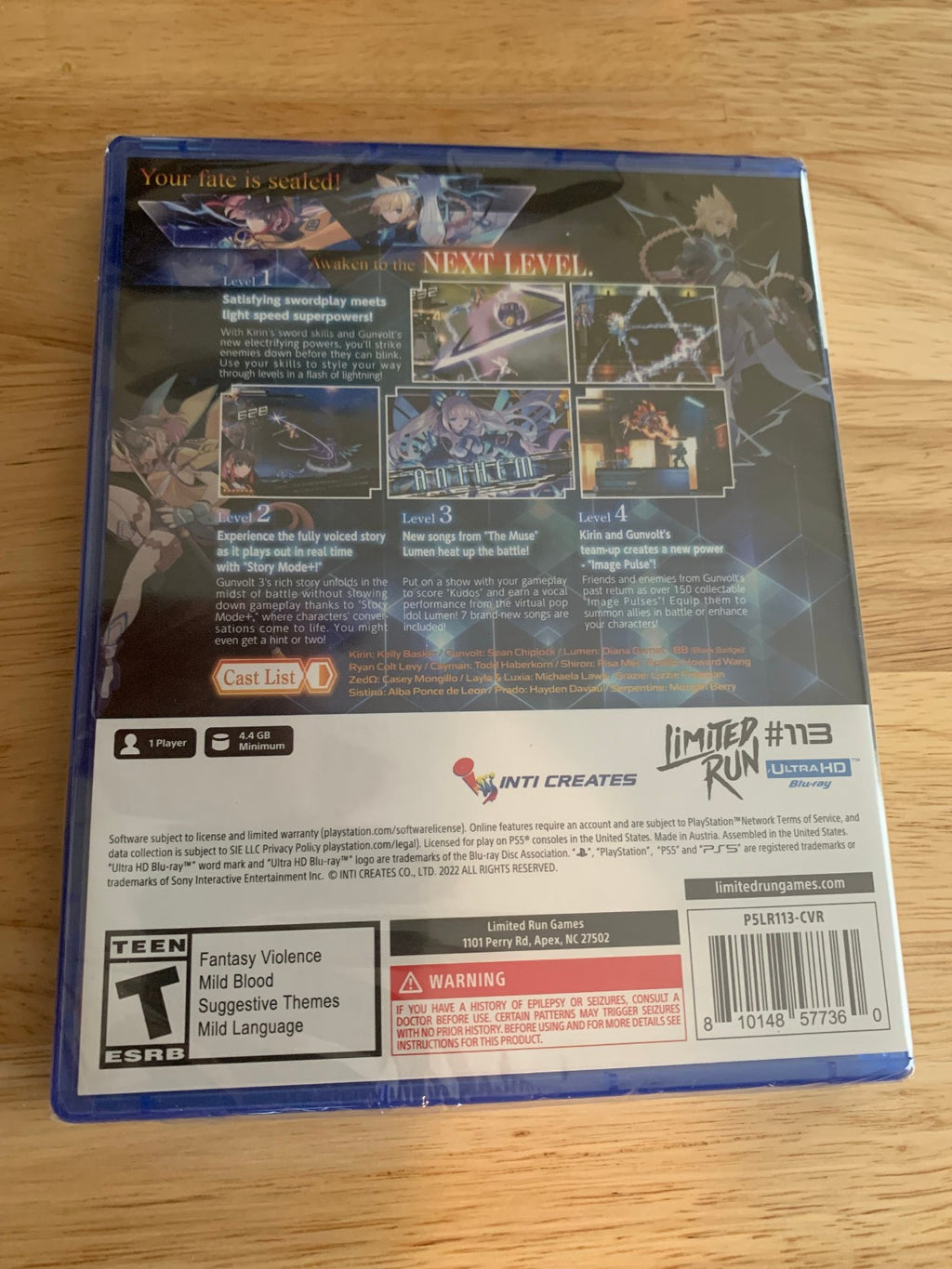 Limited Run Games #113 Azure Striker Gunvolt 3 PS5 PlayStation 5 US New Sealed