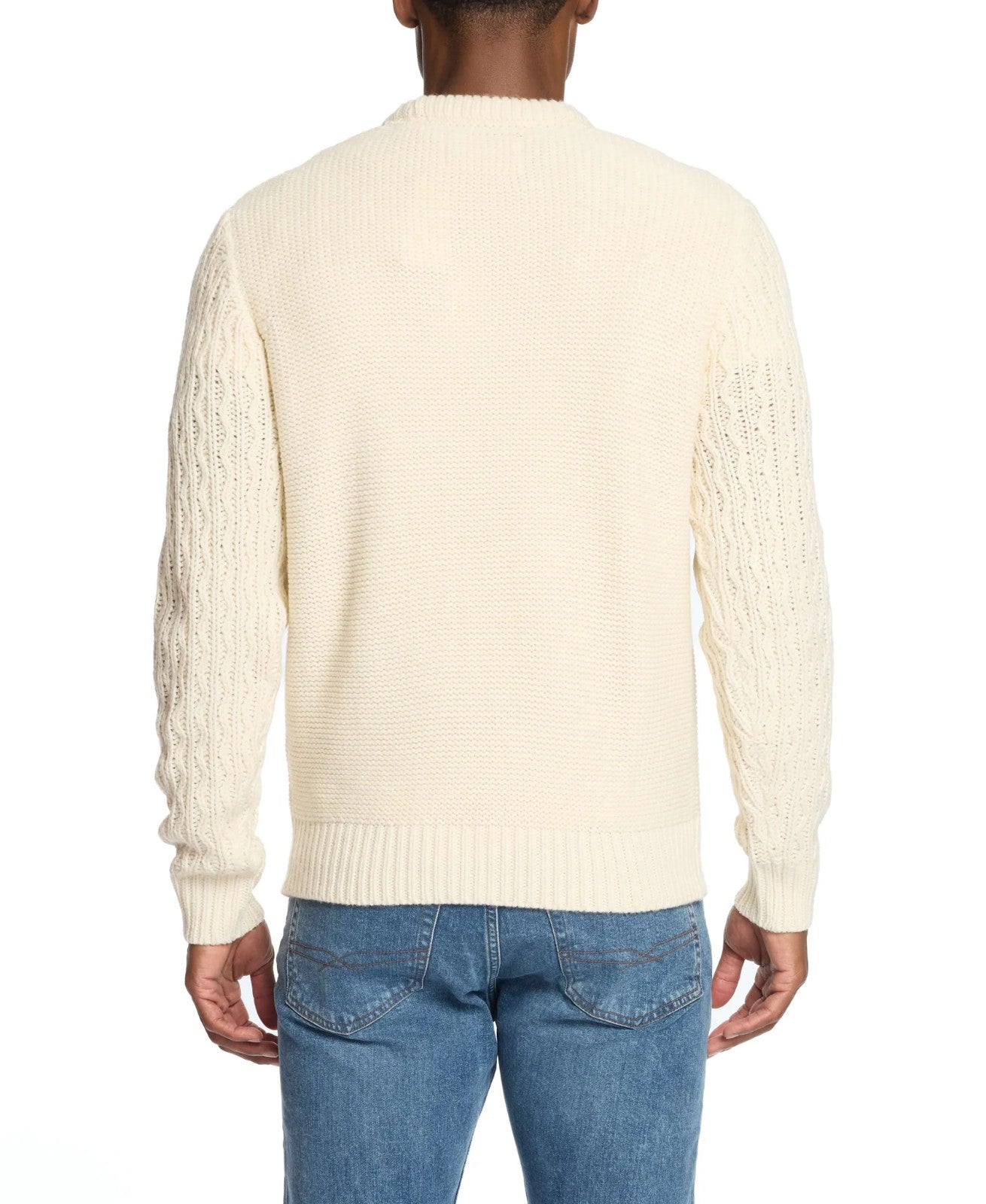 Weatherproof Vintage Men's Zig Zag Cable Knit Crew In Light Taupe XL Extra Large