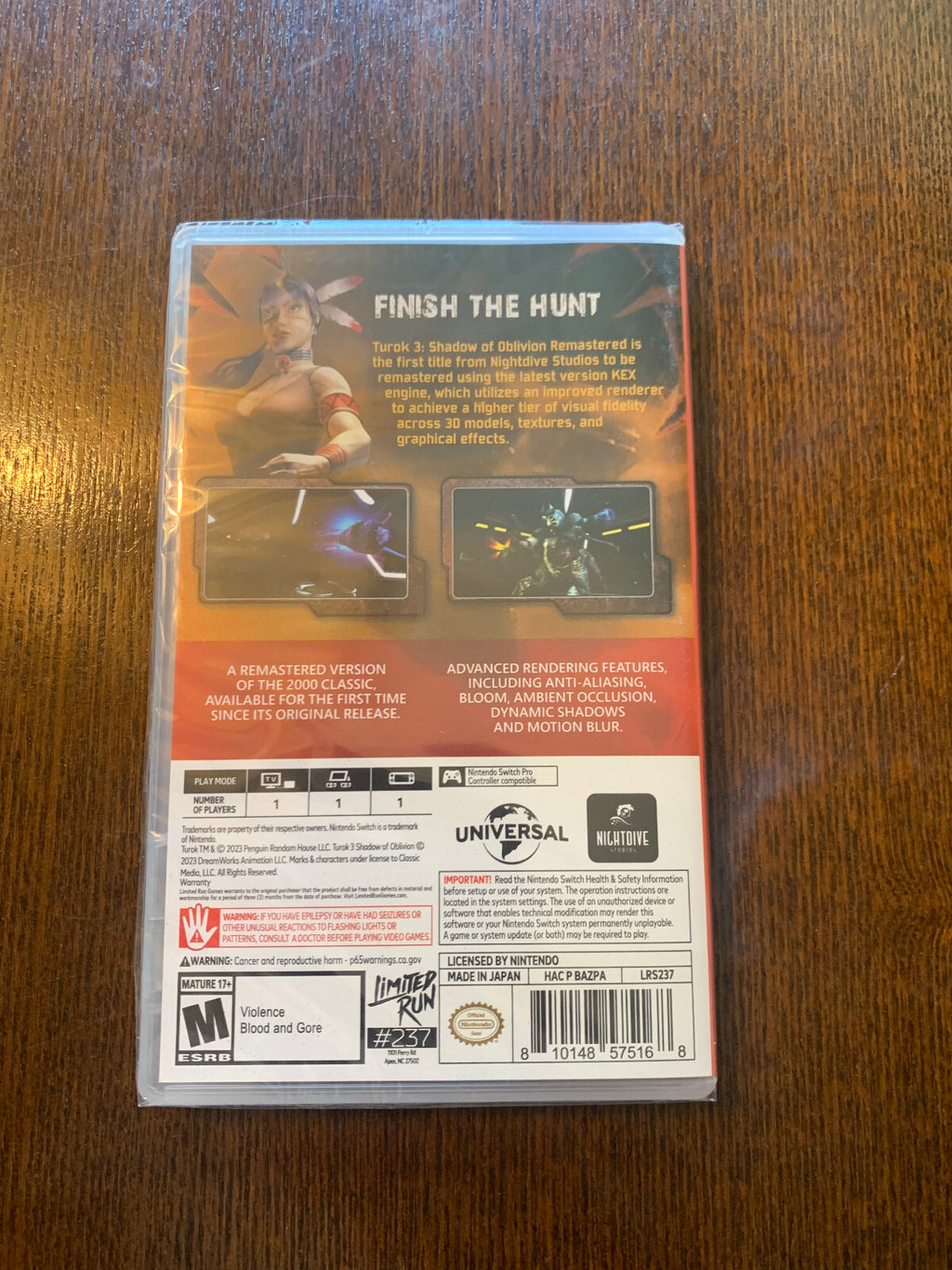 Turok 3 Shadow of Oblivion Remastered Switch Nintendo Limited Run #237 New