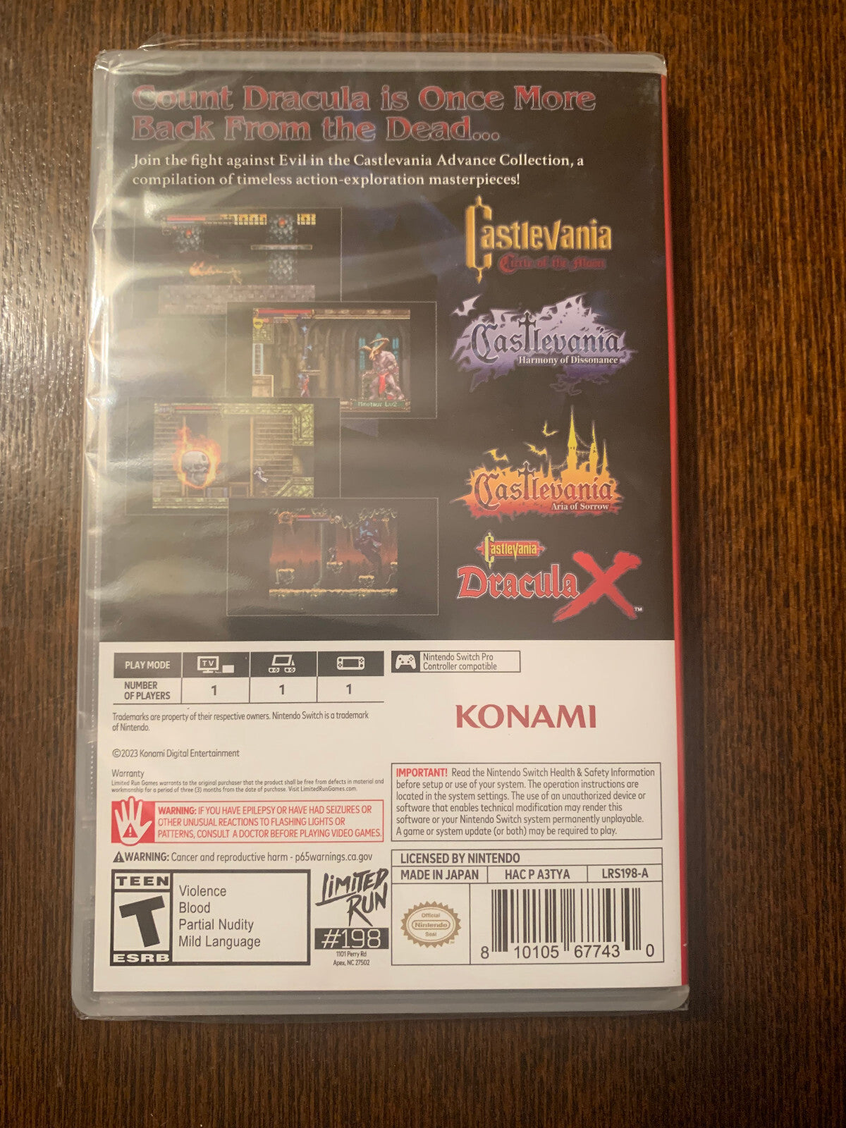 Limited Run #198 Castlevania Advance Collection Nintendo Switch Aria Cover New
